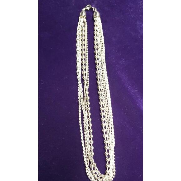 Paul Harris Vintage Silver Tone Necklace, 5 layer chain, 16" collar, with Tag - Picture 3 of 12